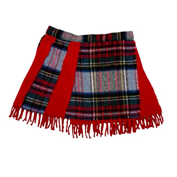 Jacadi Wool Blend Plaid Wrap Skirt With Fringe - Picture 1 of 4